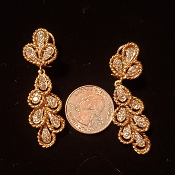 18K Solid Gold Diamond Earrings - Picture 5 of 9